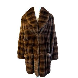 Valentino Furs Natural Lunaraine Mink Fur Stroller Coat Size L Horizontal Design
